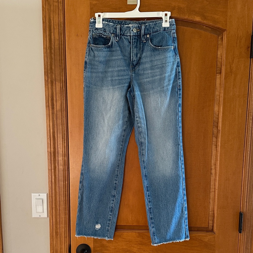 Good American Straight Leg Jeans in Blue size 0 25” waist
